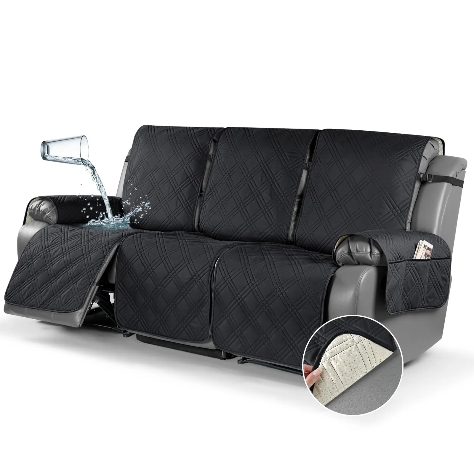 Waterproof Recliner Chair Cover with Double Straps (2 Seater)