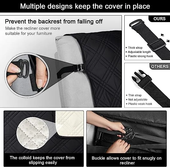 Waterproof Recliner Chair Cover with Double Straps (2 Seater)