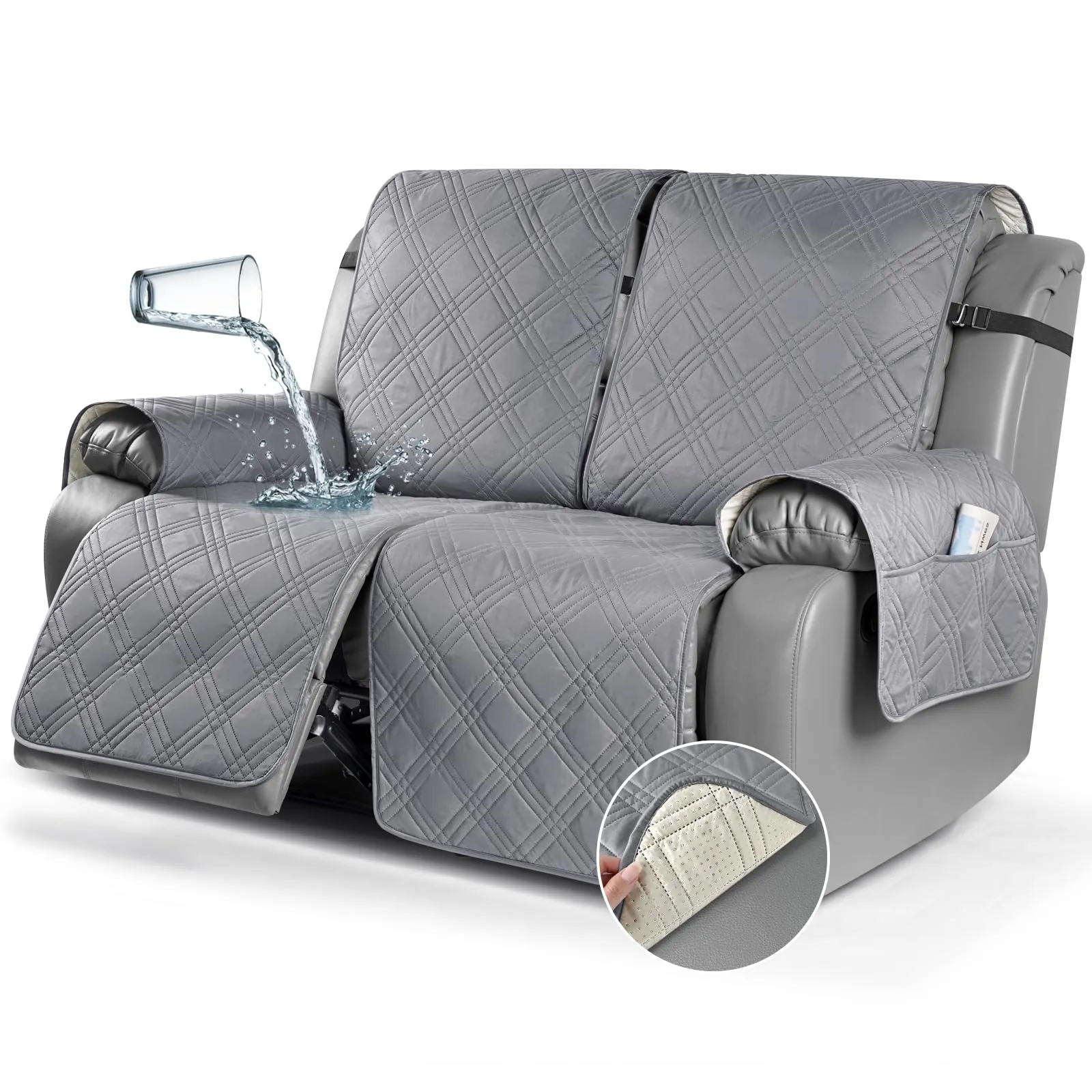 Waterproof Recliner Chair Cover with Double Straps (2 Seater)