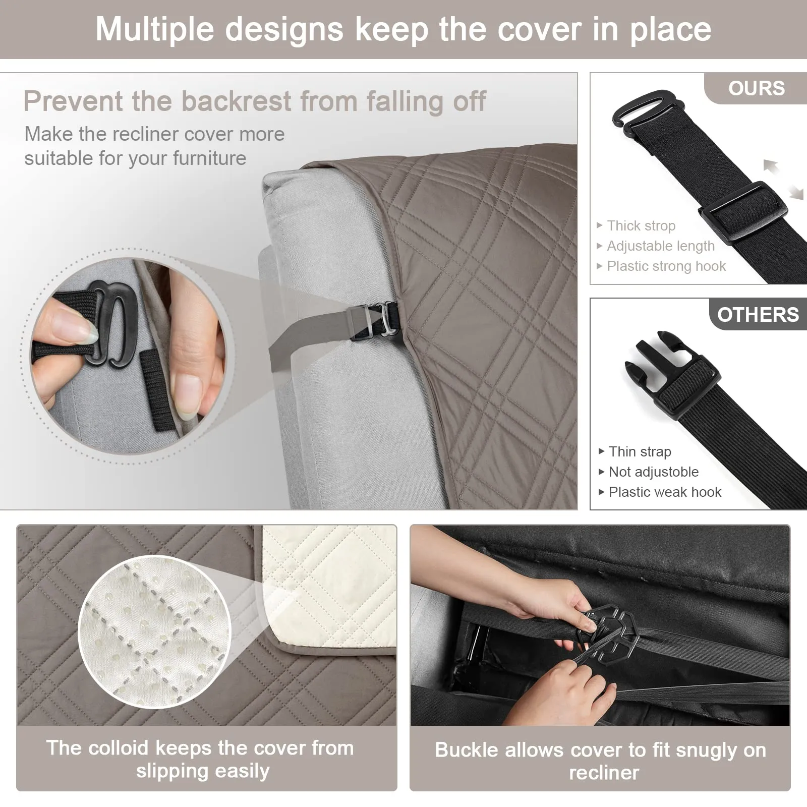 Waterproof Recliner Chair Cover with Double Straps (2 Seater)