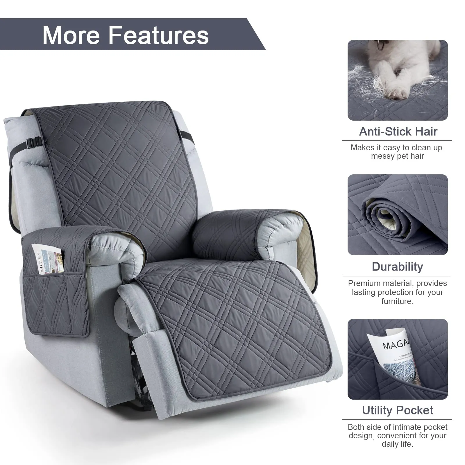Waterproof Recliner Chair Cover with Double Straps (2 Seater)