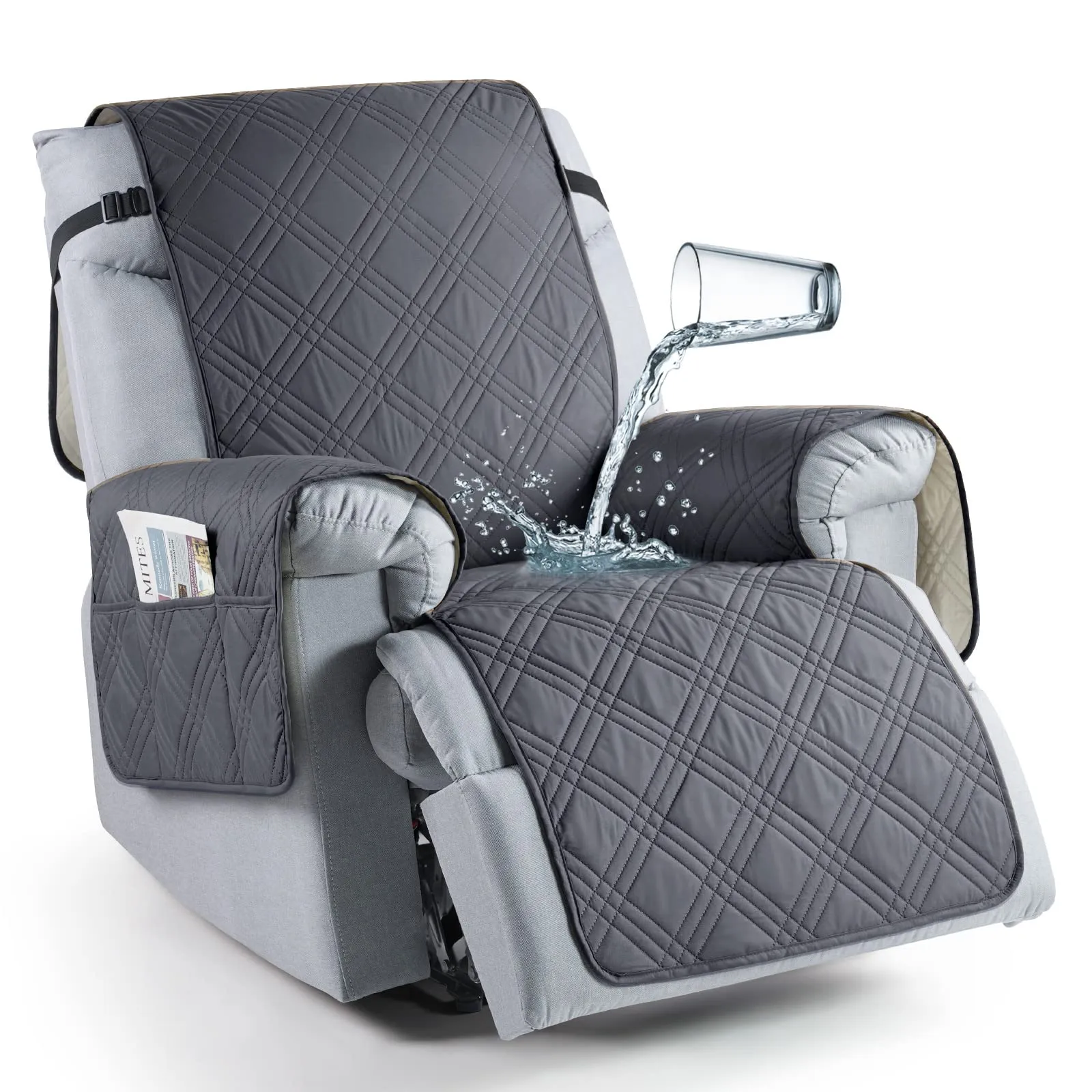 Waterproof Recliner Chair Cover with Double Straps (2 Seater)