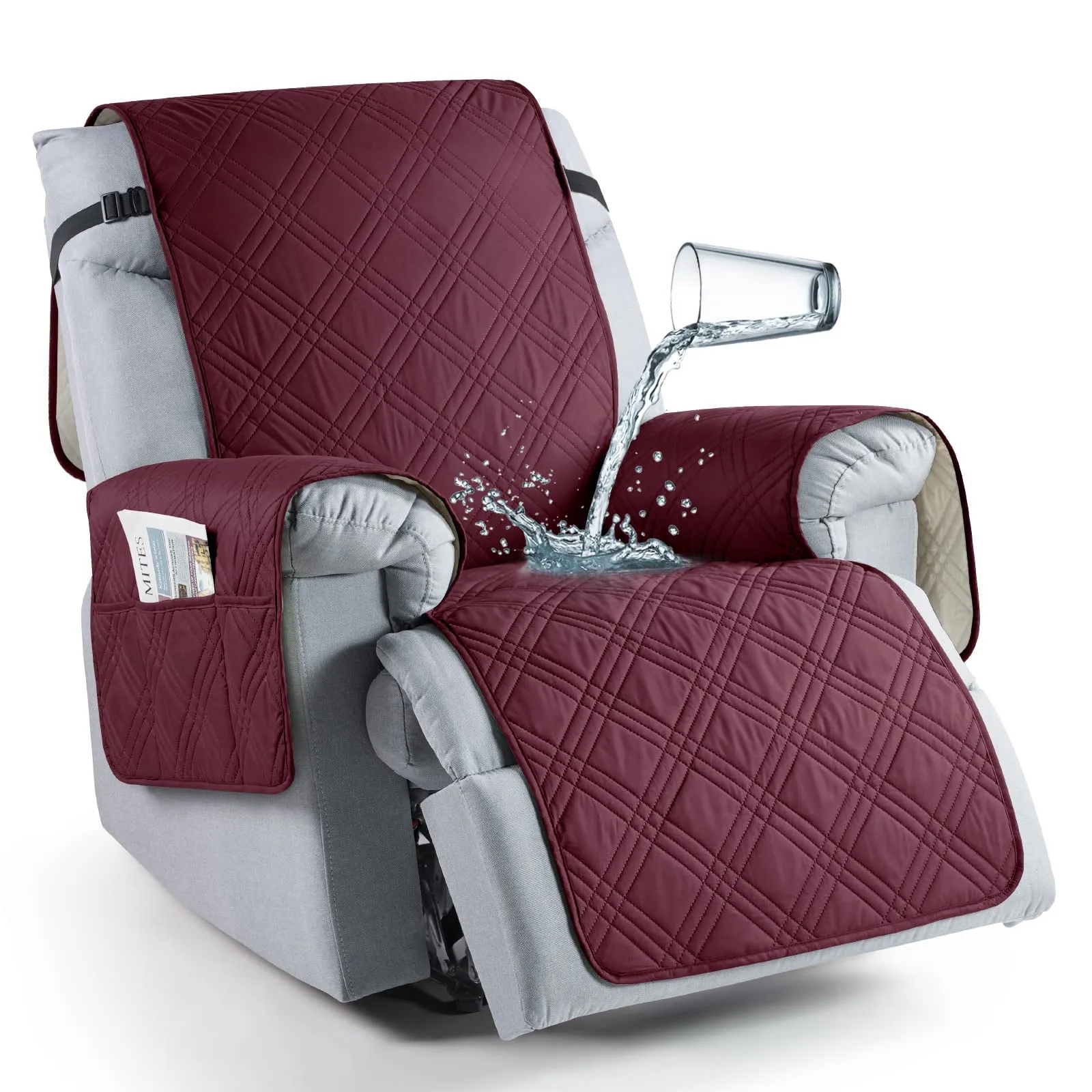 Waterproof Recliner Chair Cover with Double Straps (2 Seater)