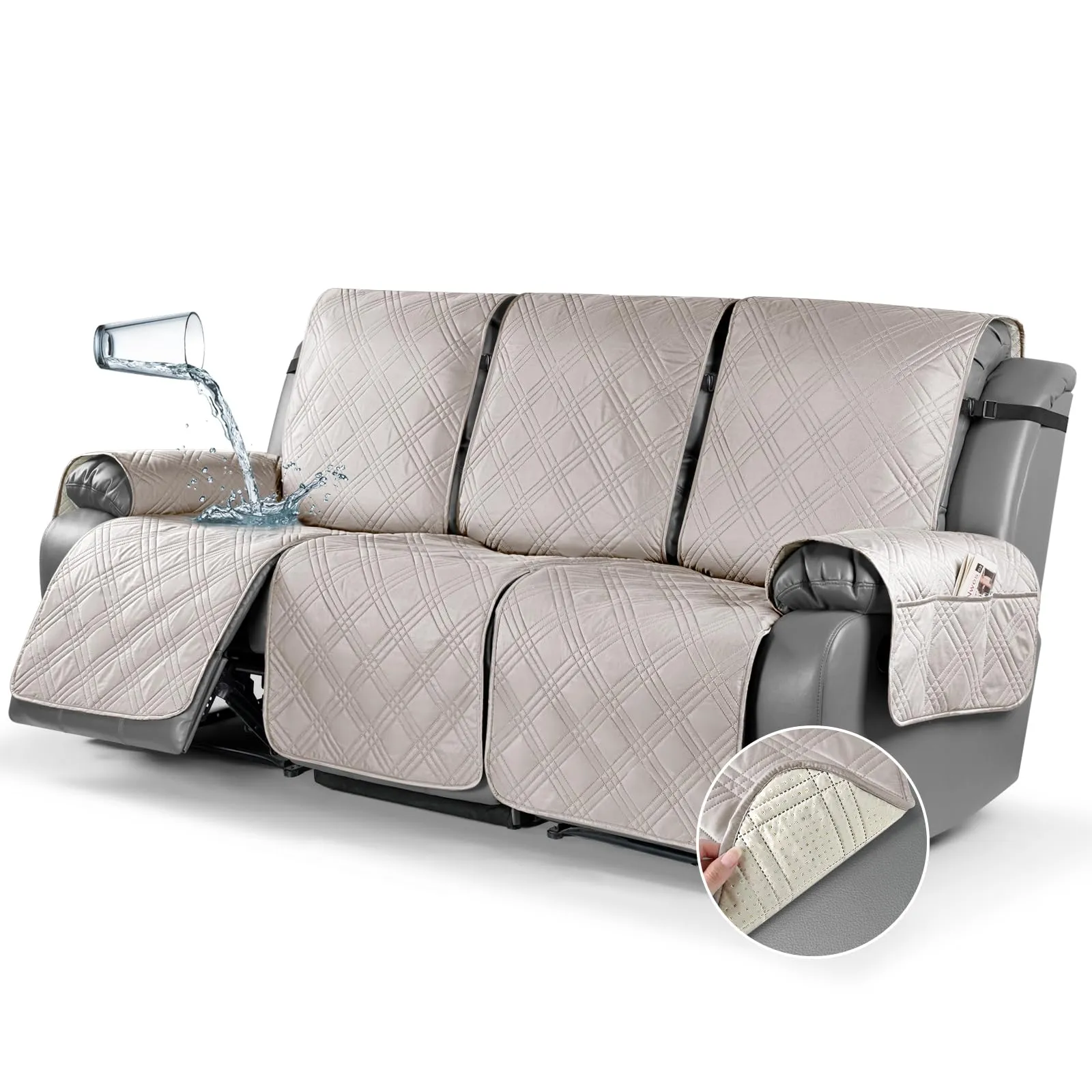 Waterproof Recliner Chair Cover with Double Straps (2 Seater)