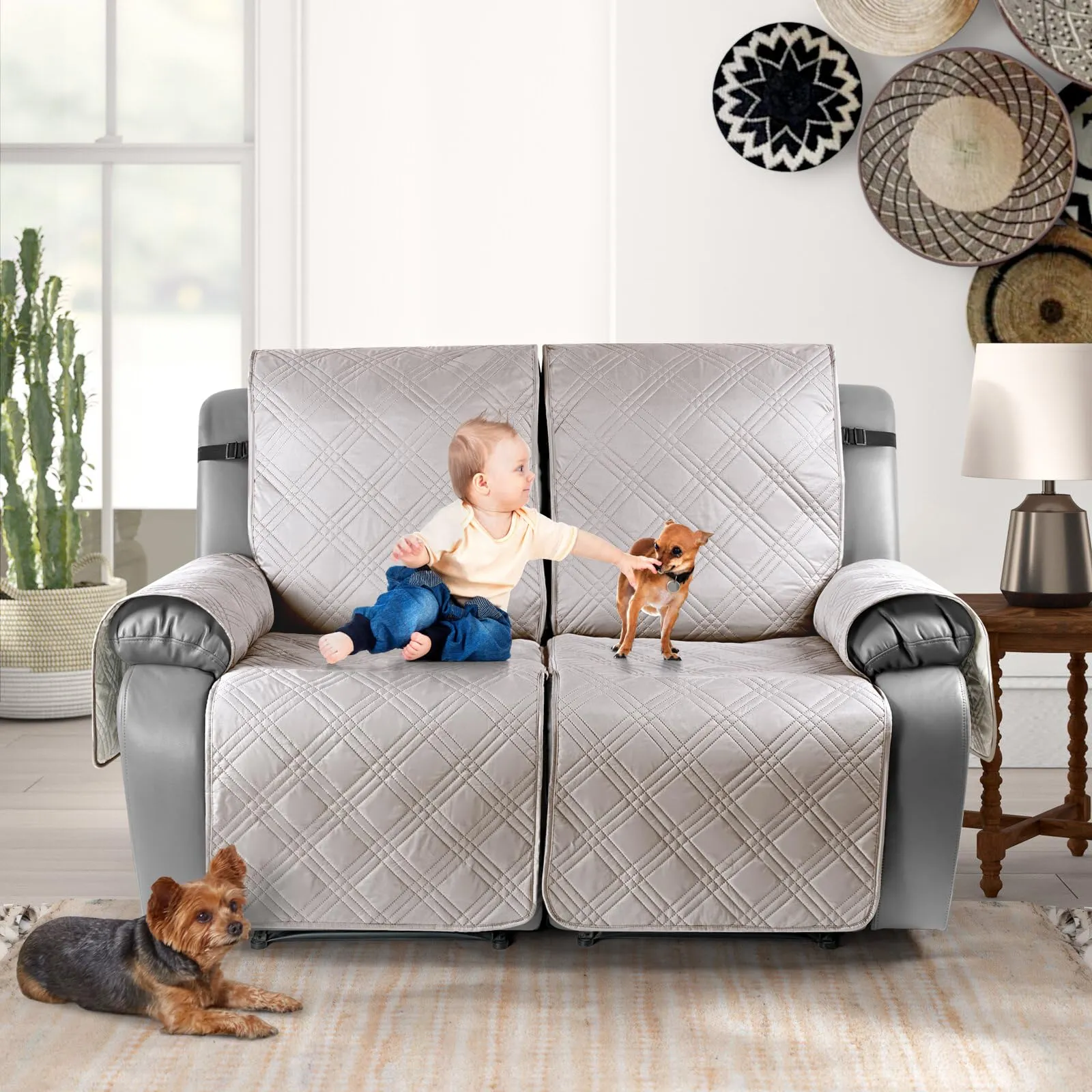 Waterproof Recliner Chair Cover with Double Straps (2 Seater)