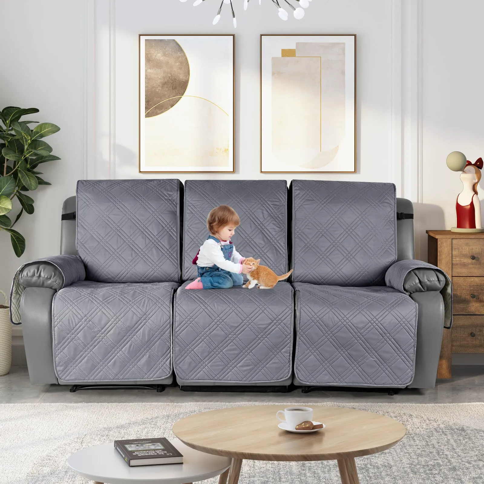 Waterproof Recliner Chair Cover with Double Straps (2 Seater)