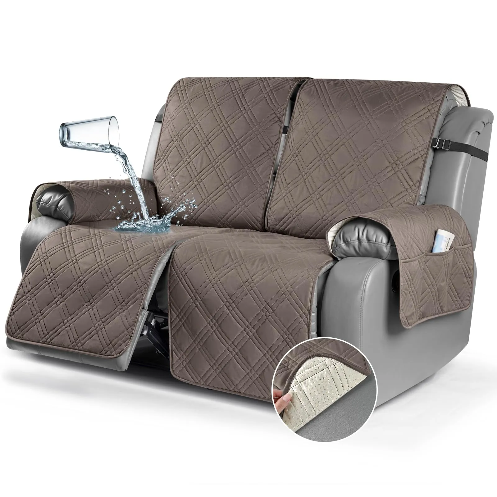 Waterproof Recliner Chair Cover with Double Straps (2 Seater)