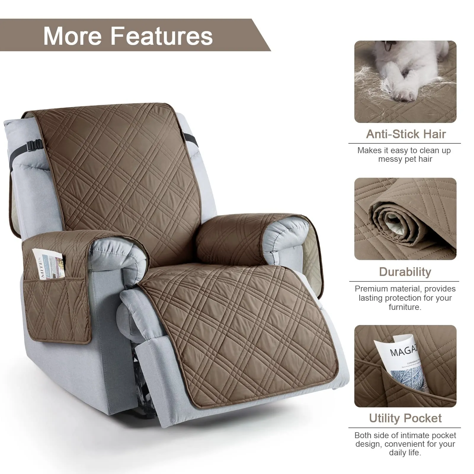 Waterproof Recliner Chair Cover with Double Straps (2 Seater)