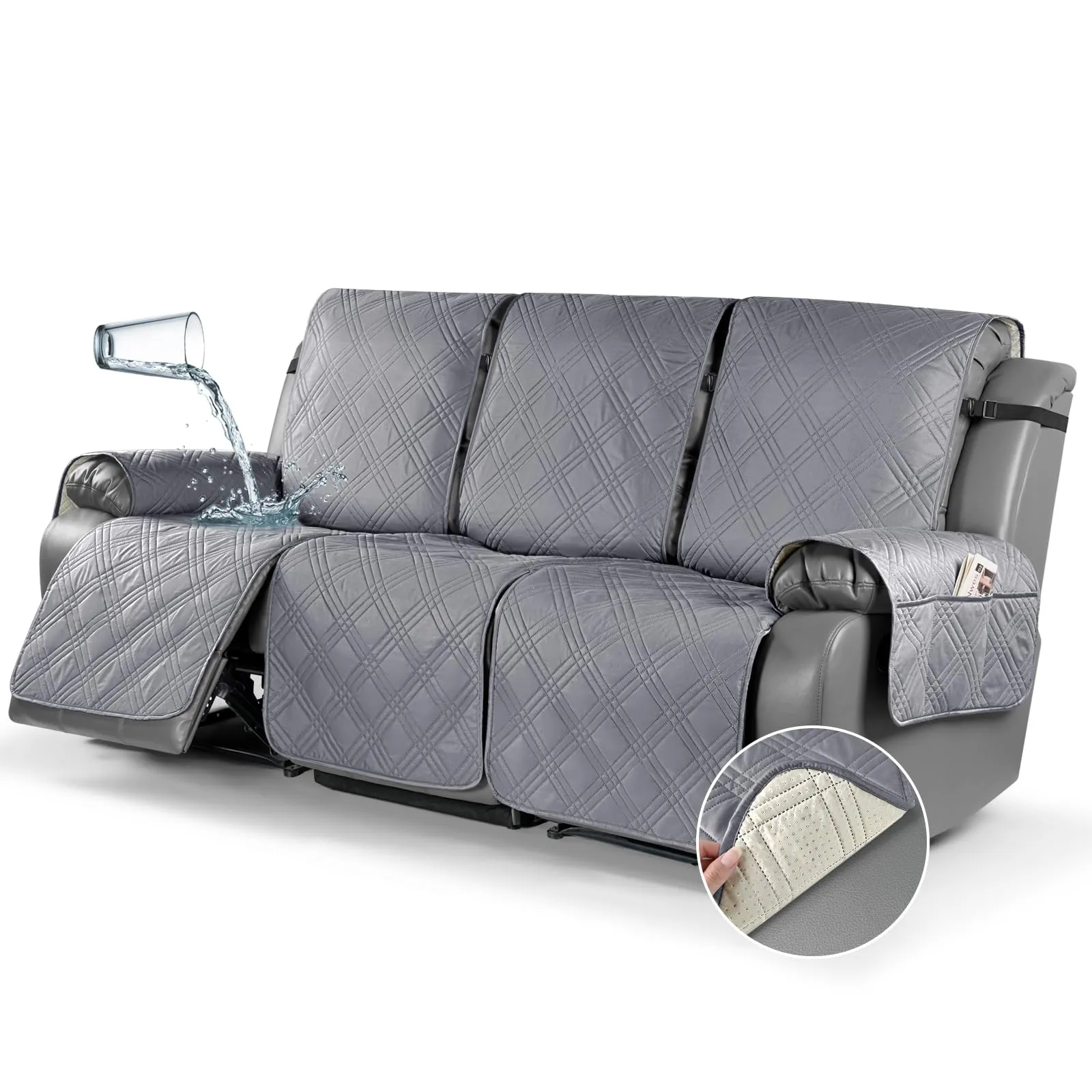 Waterproof Recliner Chair Cover with Double Straps (2 Seater)