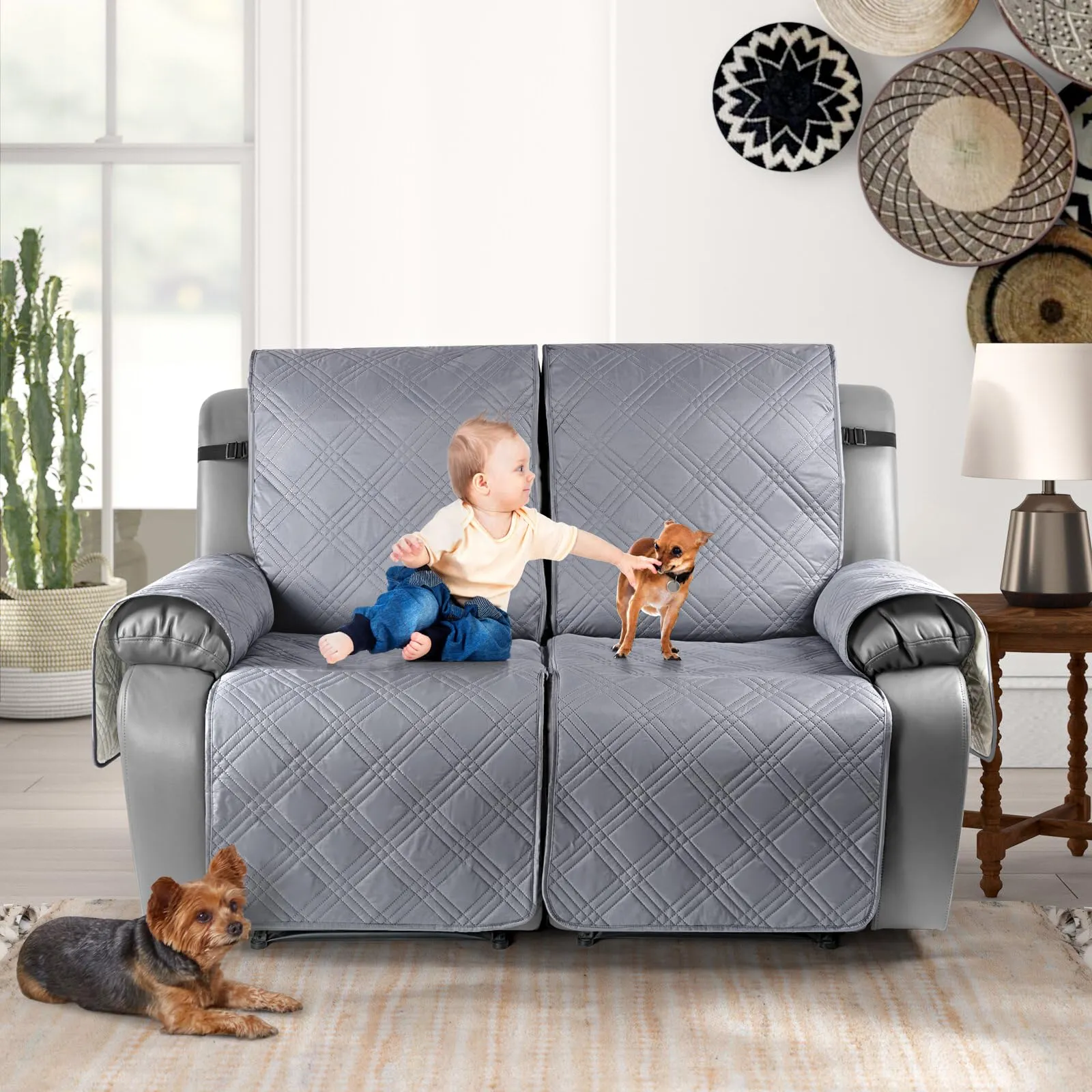 Waterproof Recliner Chair Cover with Double Straps (2 Seater)