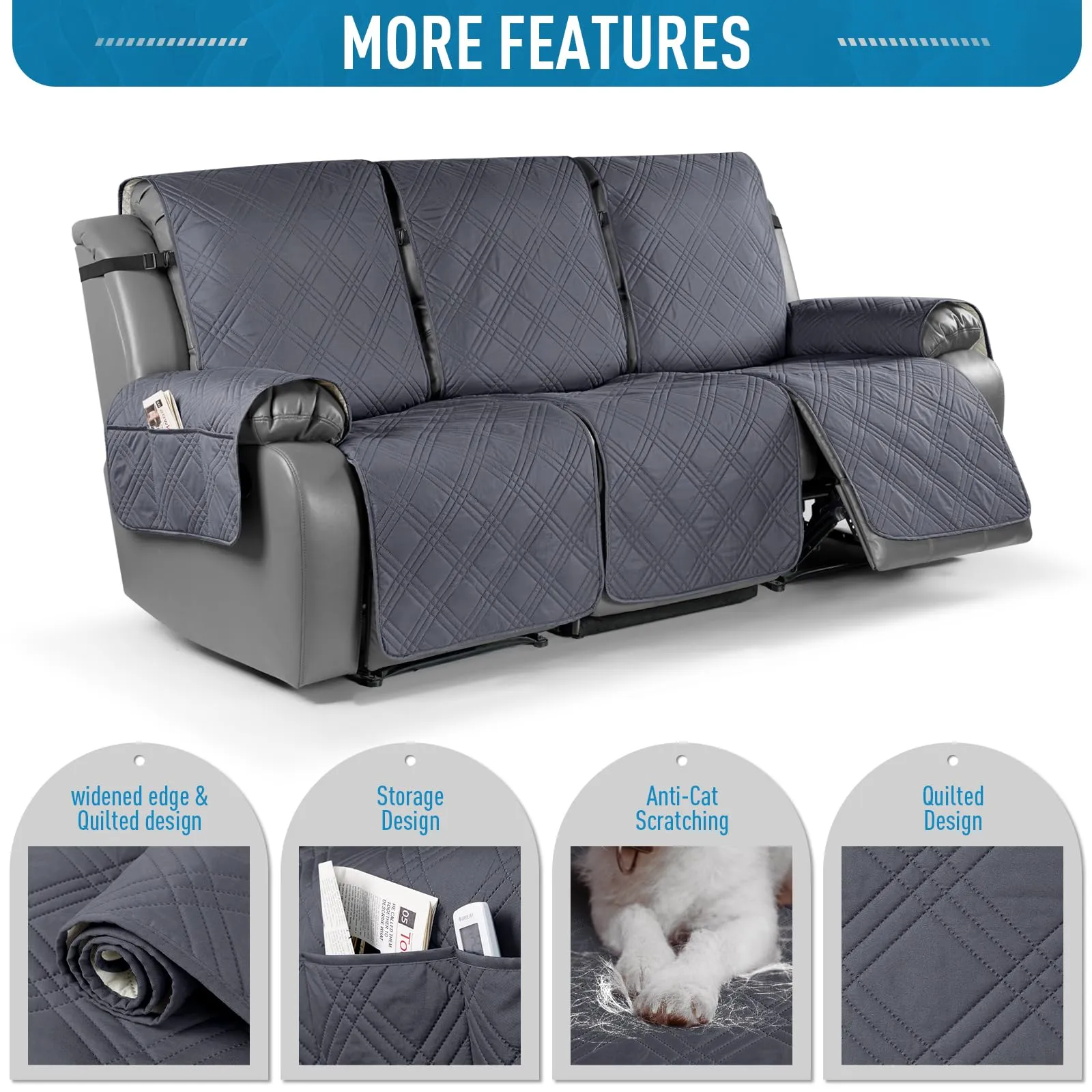 Waterproof Recliner Chair Cover with Double Straps (2 Seater)