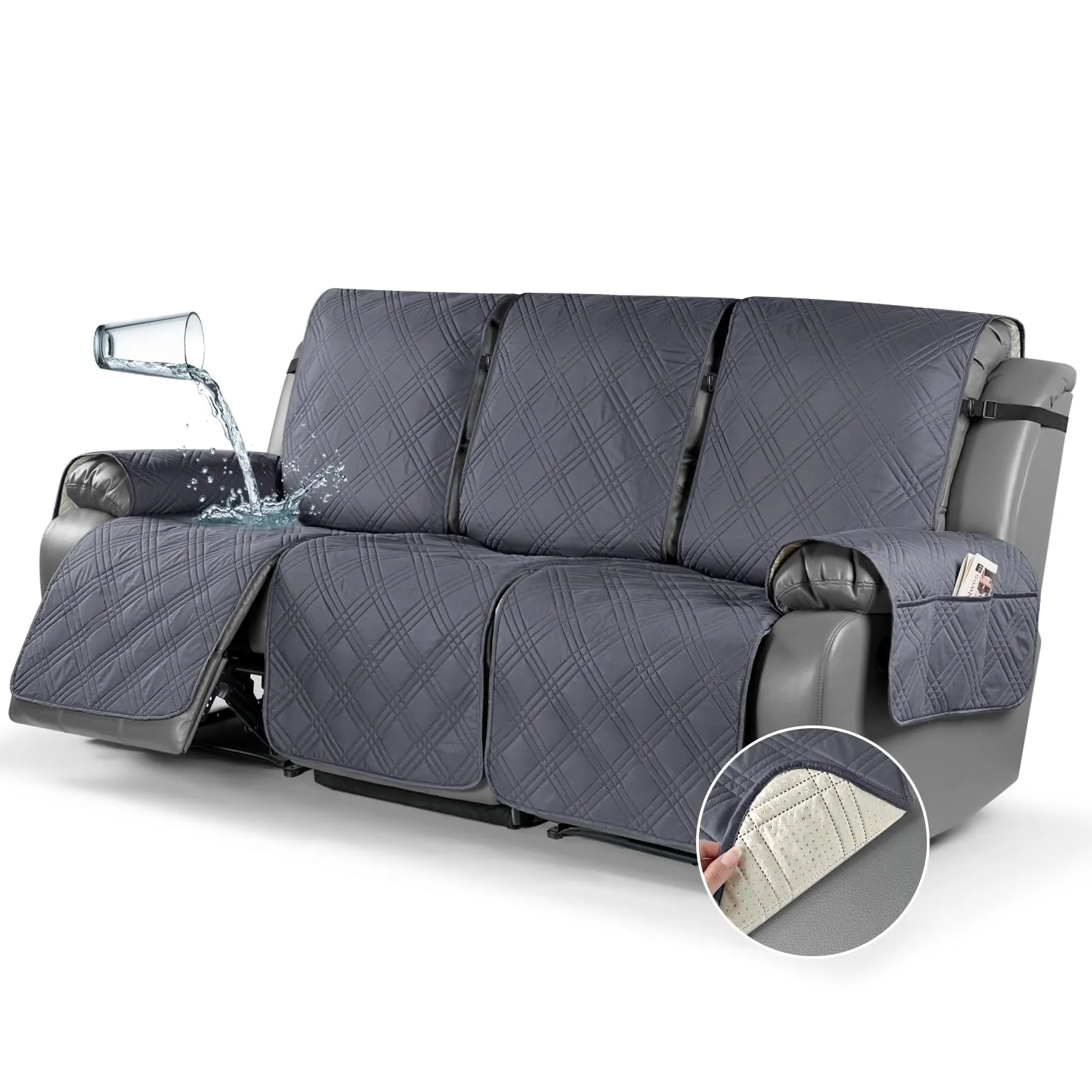 Waterproof Recliner Chair Cover with Double Straps (2 Seater)