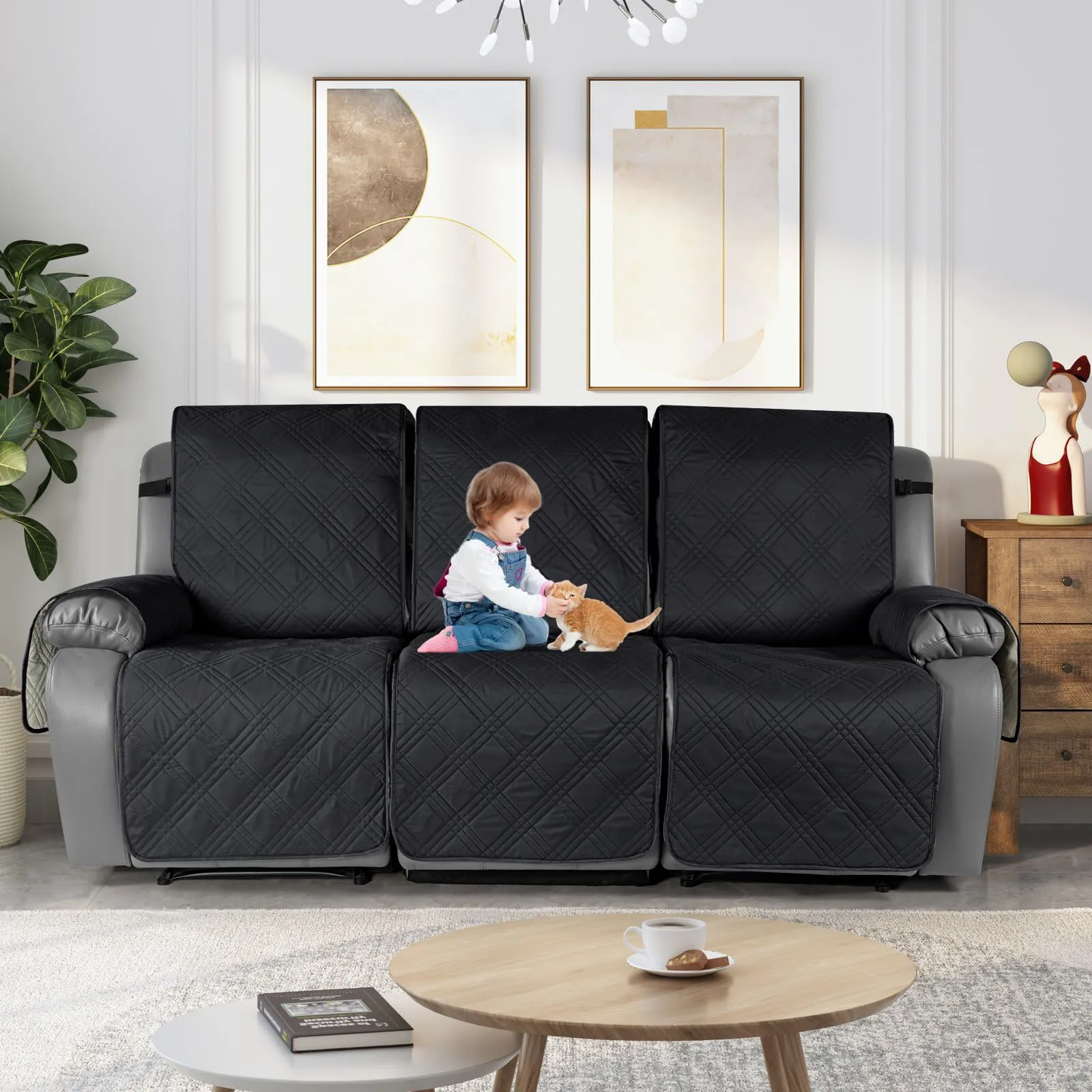 Waterproof Recliner Chair Cover with Double Straps (2 Seater)
