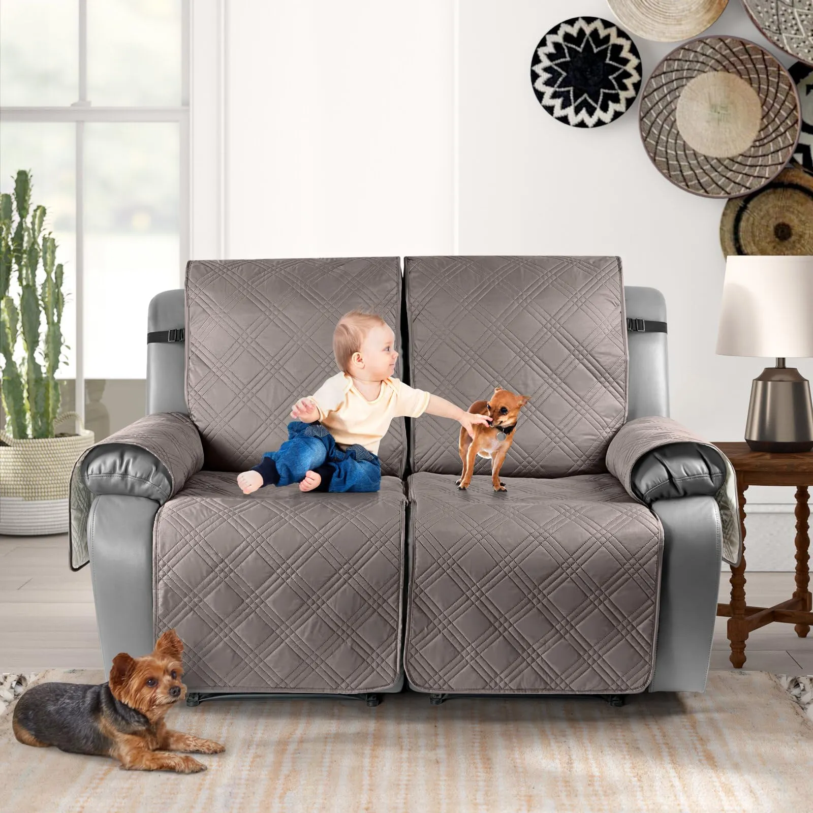 Waterproof Recliner Chair Cover with Double Straps (2 Seater)