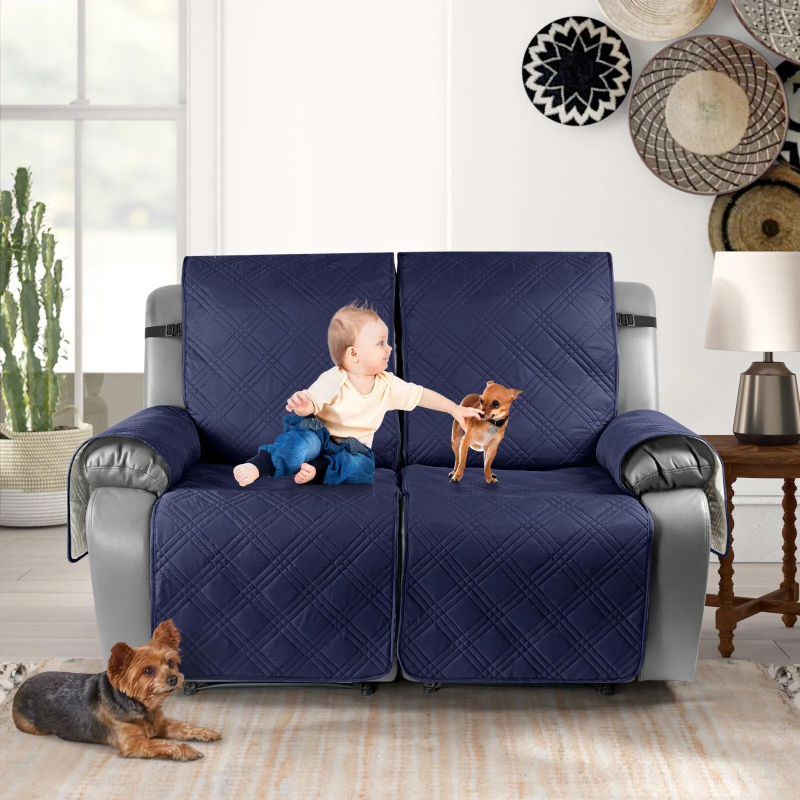 Waterproof Recliner Chair Cover with Double Straps (2 Seater)