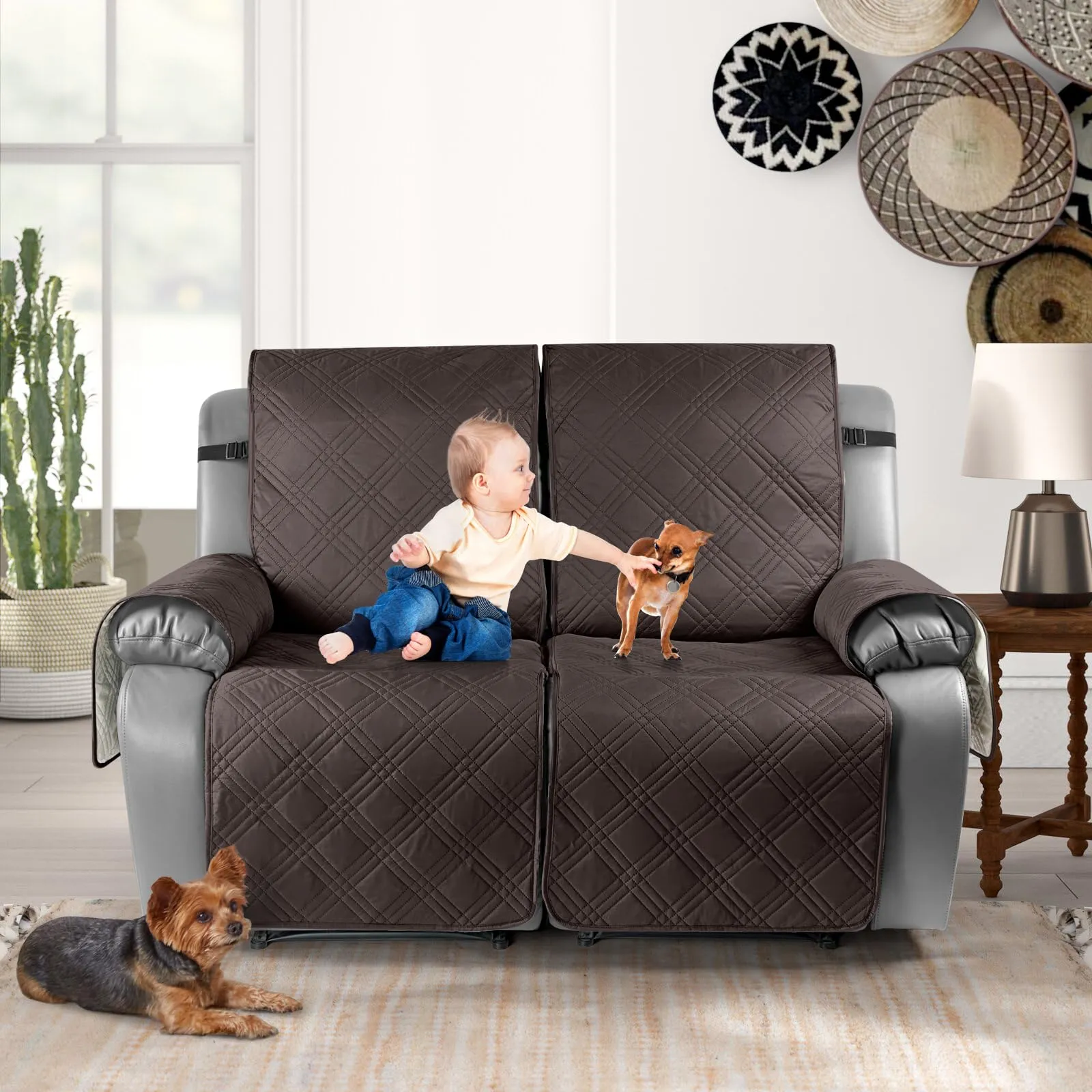 Waterproof Recliner Chair Cover with Double Straps (2 Seater)