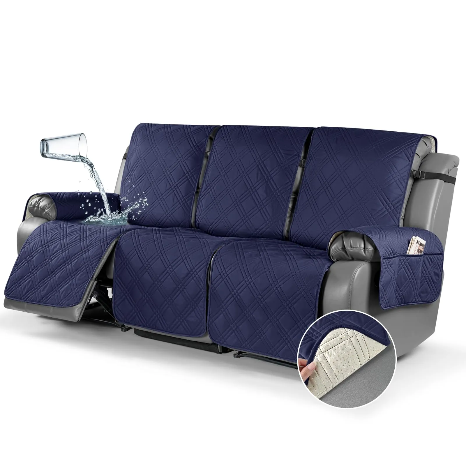 Waterproof Recliner Chair Cover with Double Straps (2 Seater)