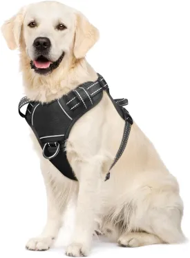 WINSEE Dog Harness No Pull, Adjustable Pet Vest with Front/Back Leash Clips, Reflective Soft Padded Dog Harness for Large Dogs, Easy Control Handle for Walking