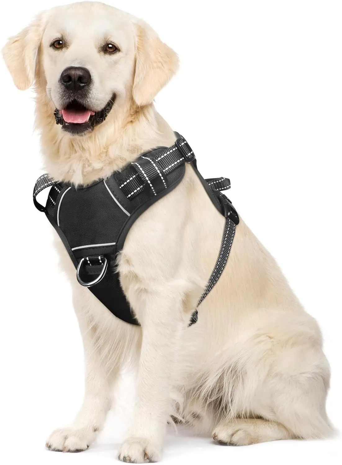 WINSEE Dog Harness No Pull, Adjustable Pet Vest with Front/Back Leash Clips, Reflective Soft Padded Dog Harness for Large Dogs, Easy Control Handle for Walking