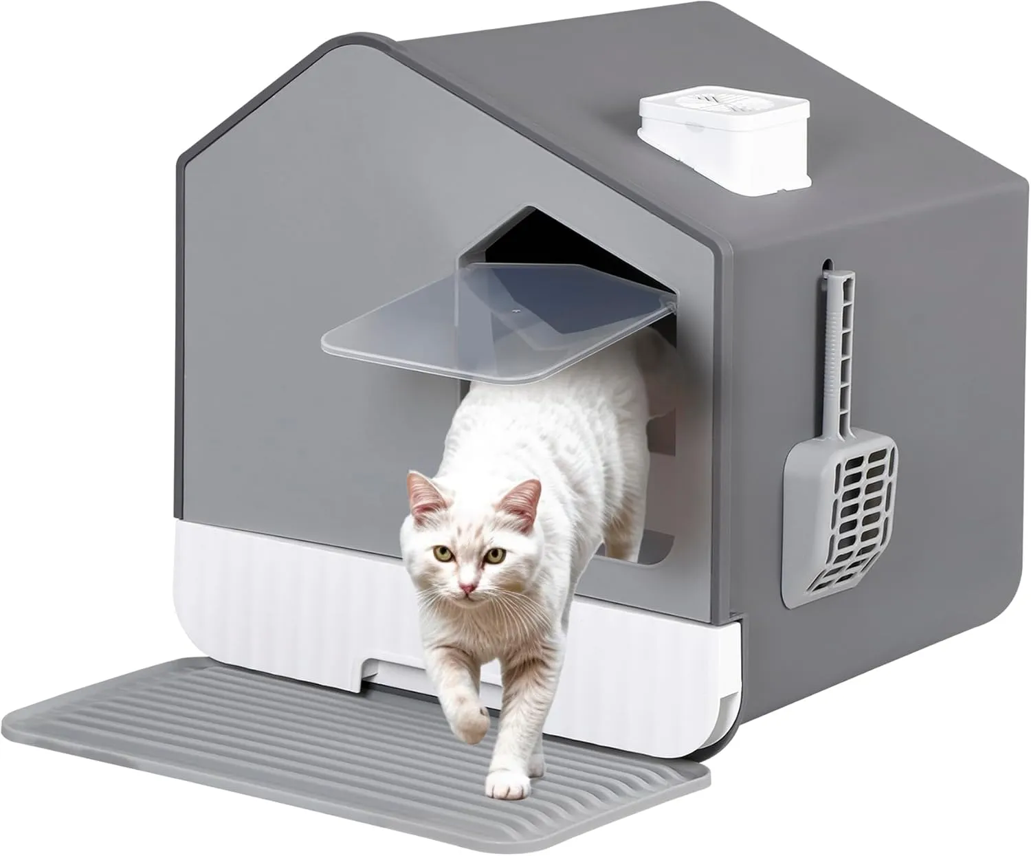 ZENY Large Enclosed Cat Litter Box with Mat and Litter Scoop, Odor Control Easy Clean