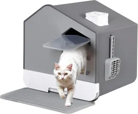 ZENY Large Enclosed Cat Litter Box with Mat and Litter Scoop, Odor Control Easy Clean